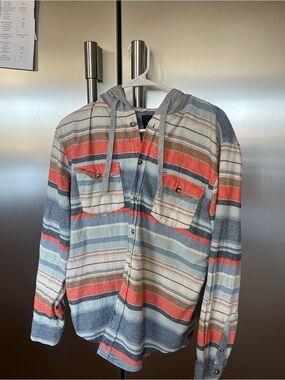 RSQ Men's Multicolor Striped Zip-Up Hooded Sweater